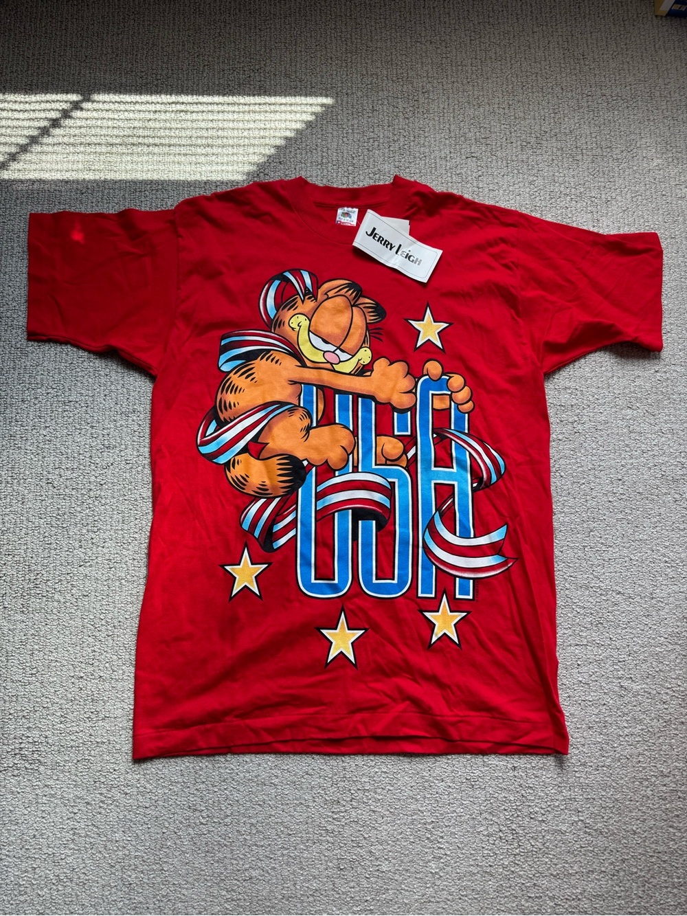 Vintage Garfield Jerry Leigh single stitch USA Shirt Mens XL new with tags 90s